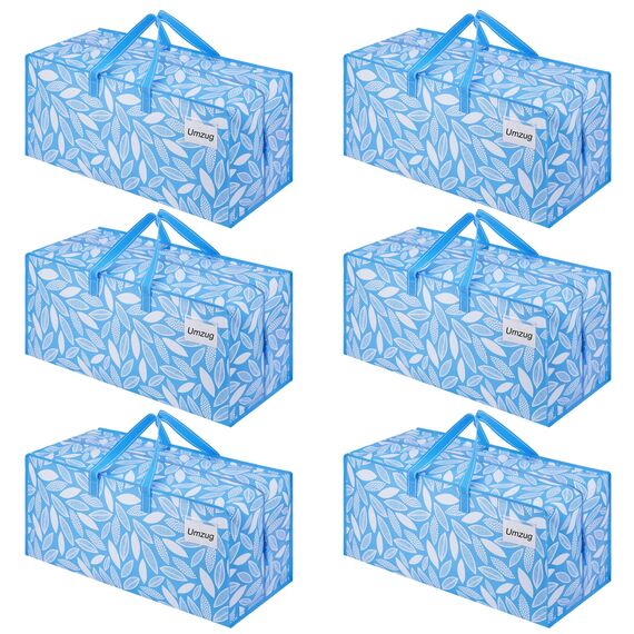VENO 87 Liter extra große Umzugstaschen mit Rucksackgurten, Umzugshelfer, starke Griffe und Reißverschlüsse, Kleideraufbewahrung, wiederverwendbar und nachhaltig (Frühlingsbrise, 6er-Pack)
