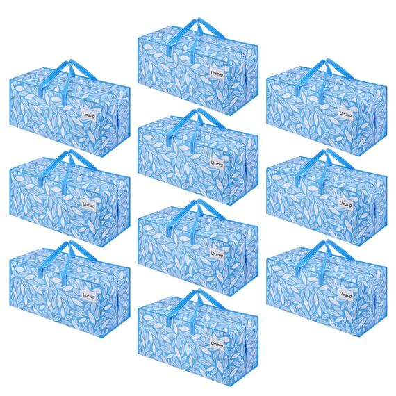 VENO 87 Liter extra große Umzugstaschen mit Rucksackgurten, Umzugshelfer, starke Griffe und Reißverschlüsse, Kleideraufbewahrung, wiederverwendbar und nachhaltig (Frühlingsbrise, 10er-Pack)