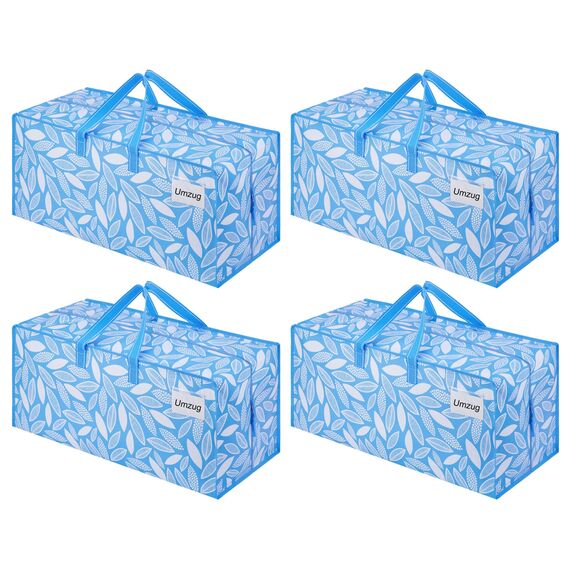 VENO 87 Liter extra große Umzugstaschen mit Rucksackgurten, Umzugshelfer, starke Griffe und Reißverschlüsse, Kleideraufbewahrung, wiederverwendbar und nachhaltig (Frühlingsbrise, 4er-Pack)