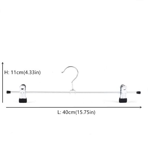 Amber Home 8 Stück 40cm Chrom Eisen Kleiderbügel, Silber Metall Hosenbügel Aufhänger für Hosen Shorts Rock Socken Unterwäsche, mit rutschfest Clips