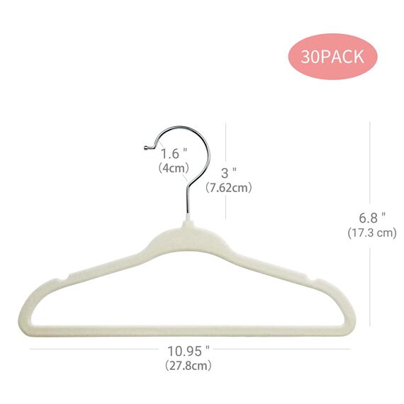 ManGotree Baby-Kleiderbügel aus Samt, Kleinkind-Kinderbügel mit Drehbarem Haken, Gekerbtes Schulter Design für Kinder und Kinderkleidung (30 Stück, Beige)