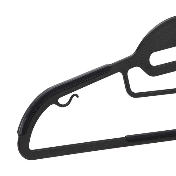 Amazon Basics Strapazierfähige Kunststoff-Kleiderbügel, mit rutschfestem Gummiüberzug und horizontalem Steg, 50 Stück, Grau