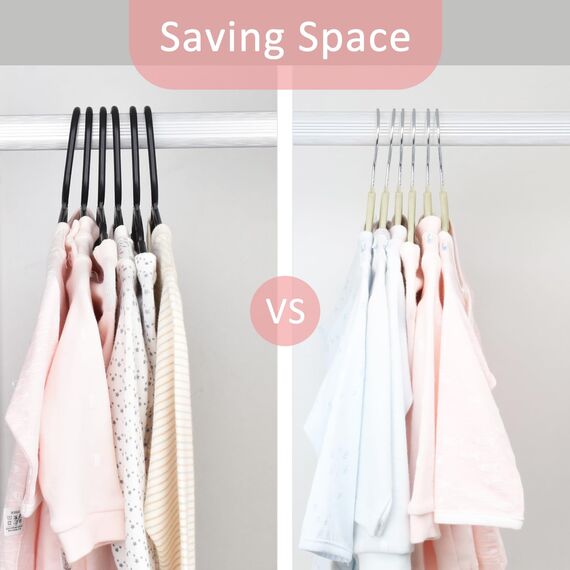 ManGotree Baby Samt Kleiderbügel, Säuglings- und Kleinkinderbügel, rutschfeste Kinderbügel, Ultra-schlanke platzsparende Kinderbügel, robuste Kleiderbügel, Packung mit 48 (Creme)