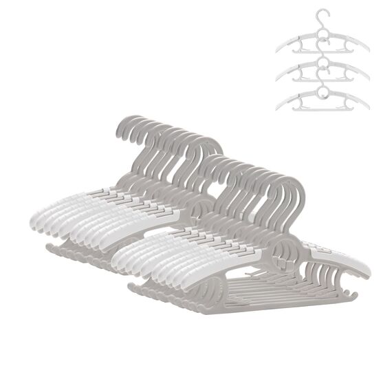 ManGotree Baby Kleiderbügel für Kinderzimmer Kleiderschrank, 28cm-36.8cm Einstellbare Anti-Rutsch-Kinder Kleiderbügel, Platzsparende stapelbare Kunststoffbügel für Baby Kleinkinder (20er Pack, Grau)