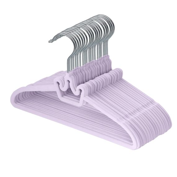 ManGotree Baby-Samtbügel, rutschfeste Filz-Kinderkleiderbügel, 32 cm Niedliche Kronenbügel für den Kleiderschrank, Platzsparende Kleinkindbügel für Babykleidung (20 Stück, Lila)