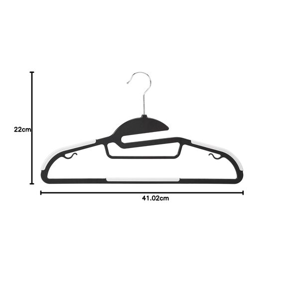 Amazon Basics Strapazierfähige Kunststoff-Kleiderbügel, mit rutschfestem Gummiüberzug und horizontalem Steg, 30er-Pack, Weiß