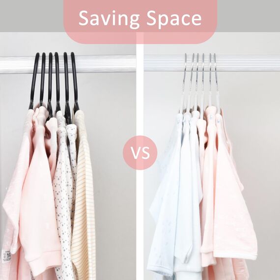 ManGotree 28 cm Baby-Samtbügel, rutschfeste Kinderkleiderbügel mit 360°-Drehhaken, Ultradünne Filz-Kinderkleiderbügel für Baby- und Kleinkinderkleidung, 66 Stück (Weiß)