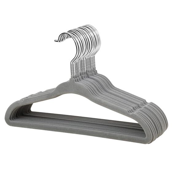 ManGotree Baby Samt Kleiderbügel für Säuglinge und Kleinkinder, 27,8cm Kinder Größe, 360 Grad Drehbar, Ultradünnes und Rutschfestes Design, 15 Stück (Grau)