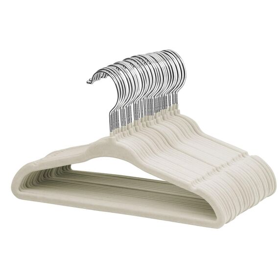 ManGotree Baby-Kleiderbügel aus Samt, Kleinkind-Kinderbügel mit Drehbarem Haken, Gekerbtes Schulter Design für Kinder und Kinderkleidung (30 Stück, Beige)