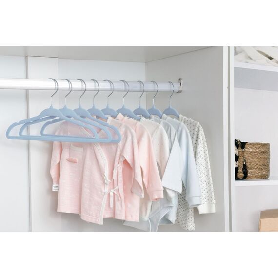 Mangotree Kinder-Kleiderbügel aus Samt, für Babys, Kinder, platzsparend, rutschfest, 15 Stück (blau)