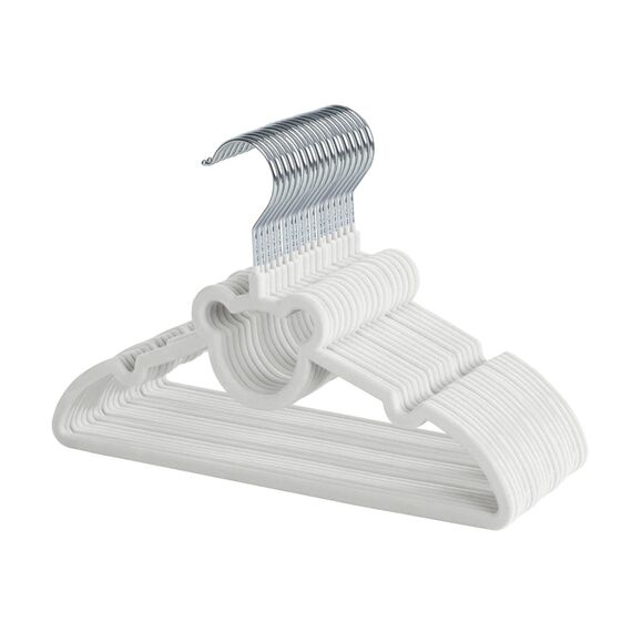 ManGotree 32,5 cm Kinder-Samtbügel, rutschfeste Filz-Babykleiderbügel, Niedliche Bärenbügel für das Kinderzimmer, Platzsparende Kleinkindbügel für den Kinderkleiderschrank (20 Stück, Weiß)