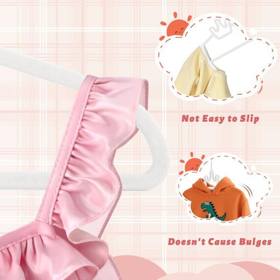 ManGotree Baby-Samtbügel, rutschfeste Filz-Kinderkleiderbügel, 32 cm Niedliche Kronenbügel für den Kleiderschrank, Platzsparende Kleinkindbügel für Babykleidung (20 Stück, Weiß)