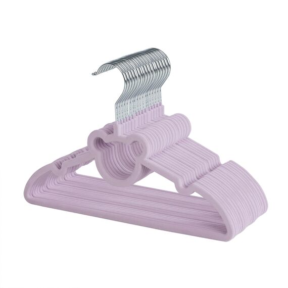 ManGotree 32,5 cm Kinder-Samtbügel, rutschfeste Filz-Babykleiderbügel, Niedliche Bärenbügel für das Kinderzimmer, Platzsparende Kleinkindbügel für den Kinderkleiderschrank (20 Stück, Lila)