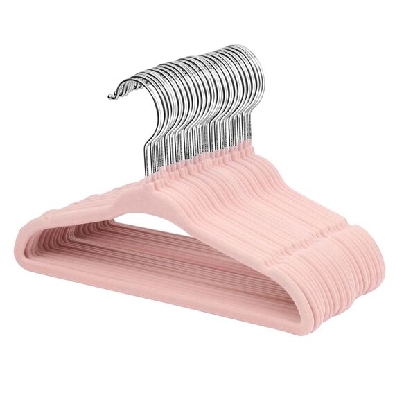 ManGotree Baby-Kleiderbügel aus Samt, Kleinkind-Kinderbügel mit Drehbarem Haken, Gekerbtes Schulter Design für Kinder und Kinderkleidung (30 Stück, Hellrosa)