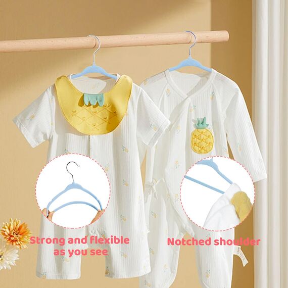 ManGotree Baby Samt Kleiderbügel, Säuglings- und Kleinkinderbügel, rutschfeste Kinderbügel, Ultra-schlanke platzsparende Kinderbügel, robuste Kleiderbügel, Packung mit 48 (Blau)