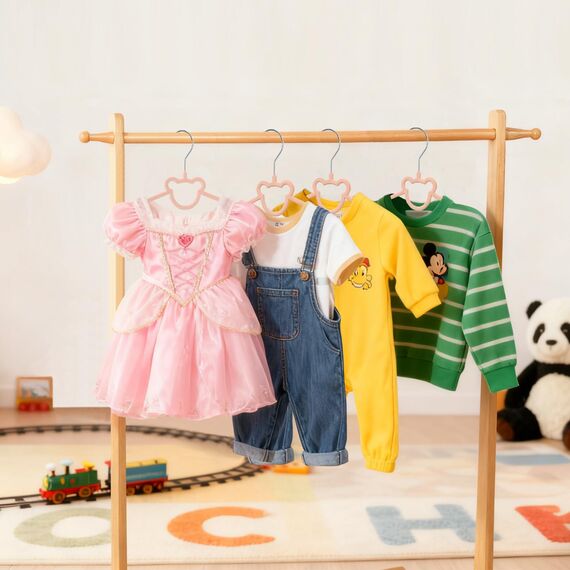 ManGotree 32,5 cm Kinder-Samtbügel, rutschfeste Filz-Babykleiderbügel, Niedliche Bärenbügel für das Kinderzimmer, Platzsparende Kleinkindbügel für den Kinderkleiderschrank (20 Stück, Rosa)