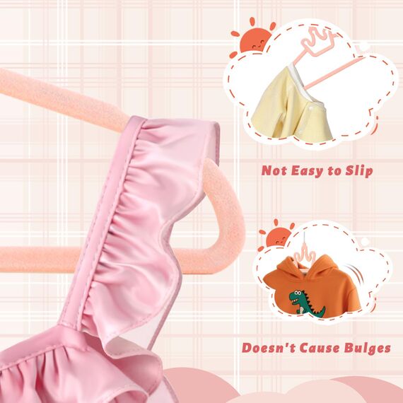 ManGotree Baby-Samtbügel, rutschfeste Filz-Kinderkleiderbügel, 32 cm Niedliche Kronenbügel für den Kleiderschrank, Platzsparende Kleinkindbügel für Babykleidung (20 Stück, Rosa)