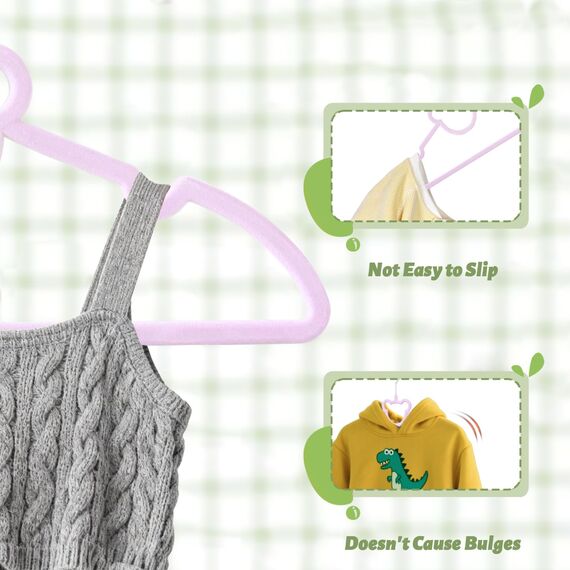 ManGotree 32,5 cm Kinder-Samtbügel, rutschfeste Filz-Babykleiderbügel, Niedliche Bärenbügel für das Kinderzimmer, Platzsparende Kleinkindbügel für den Kinderkleiderschrank (20 Stück, Lila)