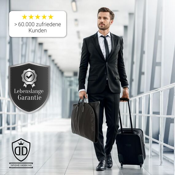 3 x Kleidersack Anzug + Bonus Schuhbeutel - 102 x 60 cm - Kleiderhülle Hält Ein Leben Lang | Anzugtasche - Bis zu 56% Dickeres Material (125 GSM) | Atmungsaktiv & Wasserdicht | Reise Schutzhülle