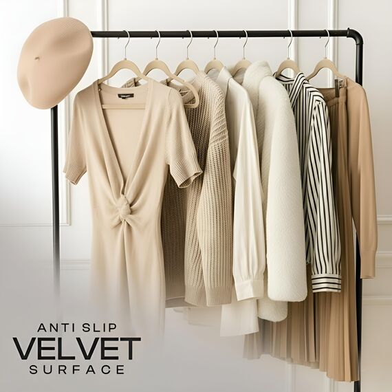 Utopia Home Premium Samt Kleiderbügel - rutschfeste & langlebige Kleiderbügel - 360 Grad drehbare Haken - Hochbelastbare Kleiderbügel - 30er Pack, Elfenbein
