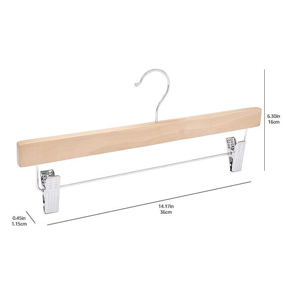 Amazon Basics Holzkleiderbügel mit Klammern, 35.99 x 1.19 x 16 cm, Natürlich, 10er-Pack