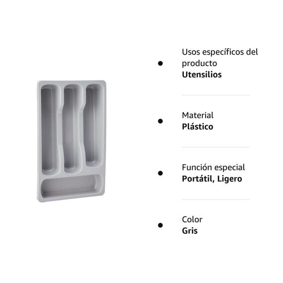 CURVER Besteckkasten für Küchenschublade, 33 x 20 x 6 cm, Grau