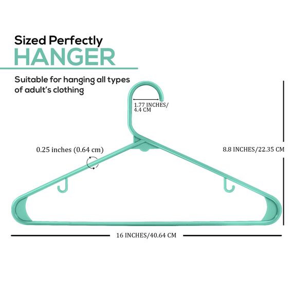Utopia Home Kunststoff-Kleiderbügel, 50 Stück, Kleiderbügel mit Haken, langlebig und platzsparend, strapazierfähig, aquamarinblau, Rock-Kleiderbügel