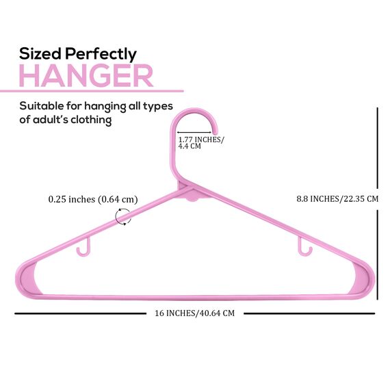 Utopia Home Kleiderbügel aus Kunststoff, 30 Stück, Kleiderbügel mit Haken, langlebig und platzsparend, Rosa