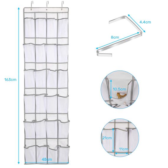 2 Stück Organizer über der Tür für Schuhe, Hängend Aufbewahrungstasche mit 24 Taschen, Schuhaufbewahrung Hängend, Multifunktionale Hängeorganizer für Schlafzimmer Wohnzimmer Badezimmer