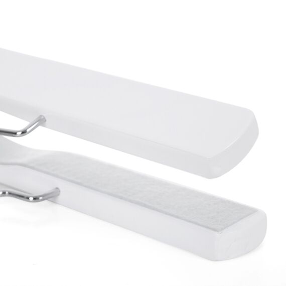 SONGMICS Hosenspanner, 12 Stück, Kleiderbügel aus Holz, Hosenbügel, rutschfest, verchromter Haken, um 360 Grad drehbar, Weiß CRW07W-12