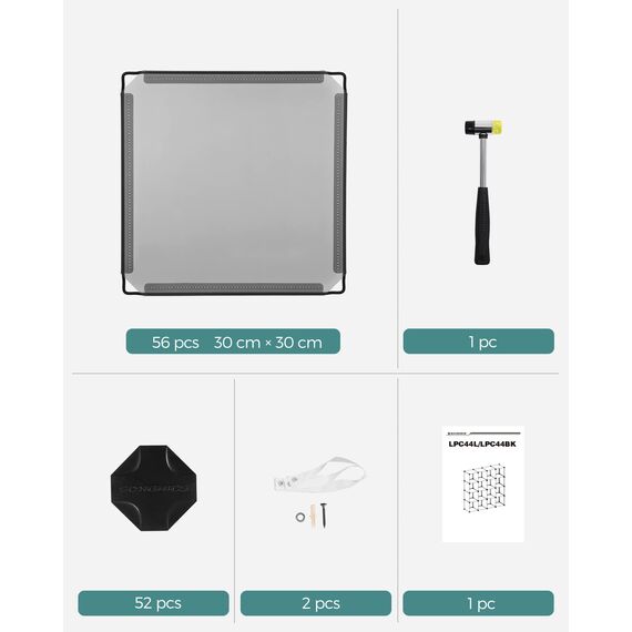 SONGMICS Schuhregal, Regalsystem, Steckregal, Set aus 16 Würfeln, DIY Regal, stapelbar, aus PP-Kunststoff, als Garderobe, für Schlafzimmer, Büro, 31 x 123 x 123 cm, grau LPC442G01