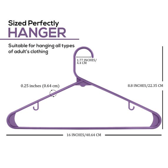 Utopia Home Kunststoff-Kleiderbügel, 50 Stück, Kleiderbügel mit Haken, langlebig und platzsparend, strapazierfähig, violett, Rock-Kleiderbügel
