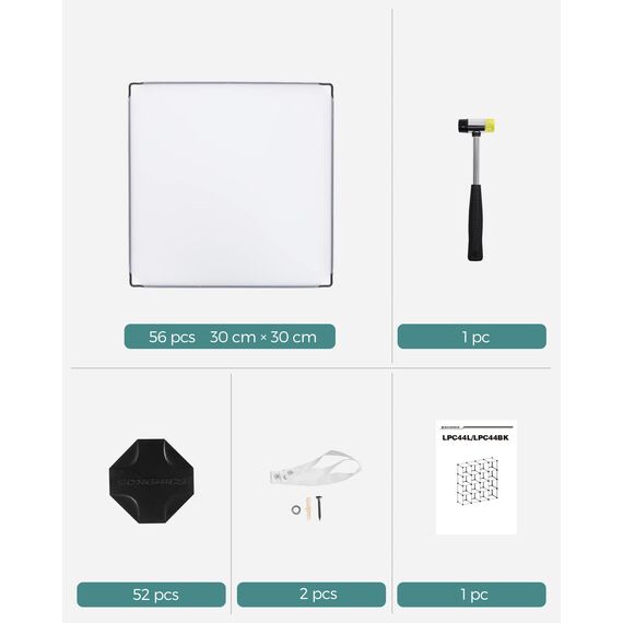 SONGMICS Schuhregal Kleiderschrank aus Kunststoff Regalsystem Aufbewahrungsregal mit 16 Fächern offenes Steckregal erweiterbar für Kleidung Spielzeug Tasche, weiß halbTransparent, LPC44L