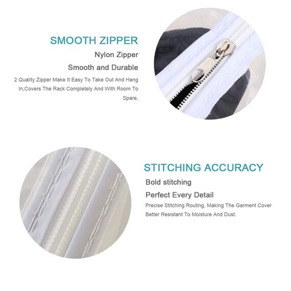 Ruibo Transparente Kleiderständer-Abdeckung, staubdicht, mit 2 haltbaren Reißverschlüssen, wasserdichter Schutz für Kleidung, L: 180,3 x 50,8 x 152,4 cm, Ethylen-Vinylacetat