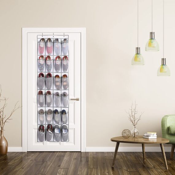 Organizer über der Tür für Schuhe, Hängend Aufbewahrungstasche mit 24 Taschen, Schuhaufbewahrung Hängend, Multifunktionale Hängeorganizer für Schlafzimmer Wohnzimmer Badezimmer