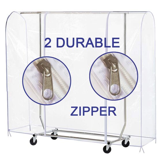 Ruibo Transparente Kleiderständer mit 2 langlebigen Reißverschlüssen, wasserdicht und staubdicht, Größe M 150 x 50 x 152 cm