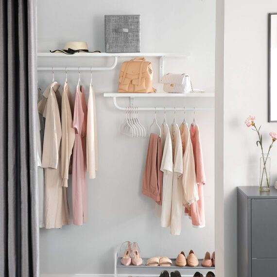 SONGMICS Kleiderbügel Samt, 20er Set, Jackenbügel, 41,5 cm breit, Anzugbügel, dünn, gut belastbar, um 360° drehbarer Haken, für Mäntel, Hemden und Anzüge, Weiß-Roségold CRF026W01