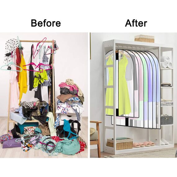 12 Stück Kleidersack Kleiderhüllen Abdeckung mit Reißverschluss, Kleiderschutzhüllen Jacke Mantel Kleider Abendkleider Anzug Schutz Kleiderhulle Anzughulle Anzugsack Durchscheinend