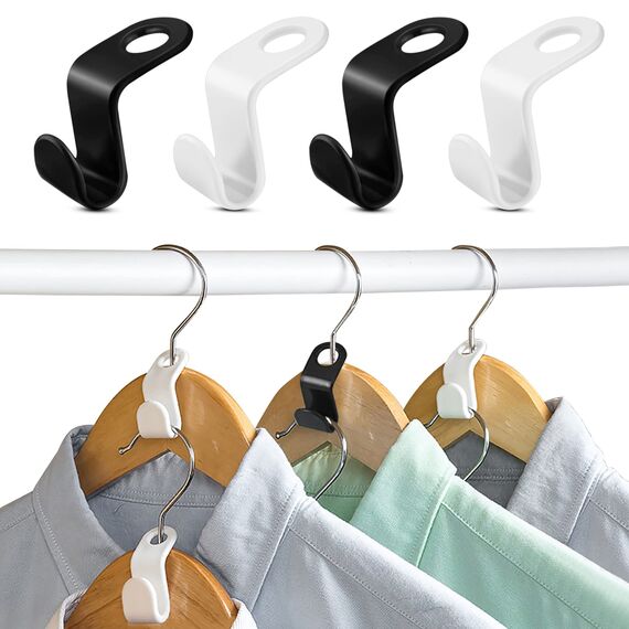 Kleiderbügel Haken Platzsparend 60 Stück Kleiderbügel Verbindungshaken Anschluss Kleiderschrank Organizer Krawattenhalter für mehr Platz und Ordnung im Schrank (Schwarz-Weiss)