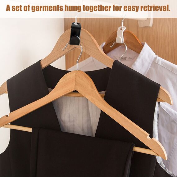 Kleiderbügel Haken Platzsparend 60 Stück Kleiderbügel Verbindungshaken Anschluss Kleiderschrank Organizer Krawattenhalter für mehr Platz und Ordnung im Schrank (Schwarz-Weiss)