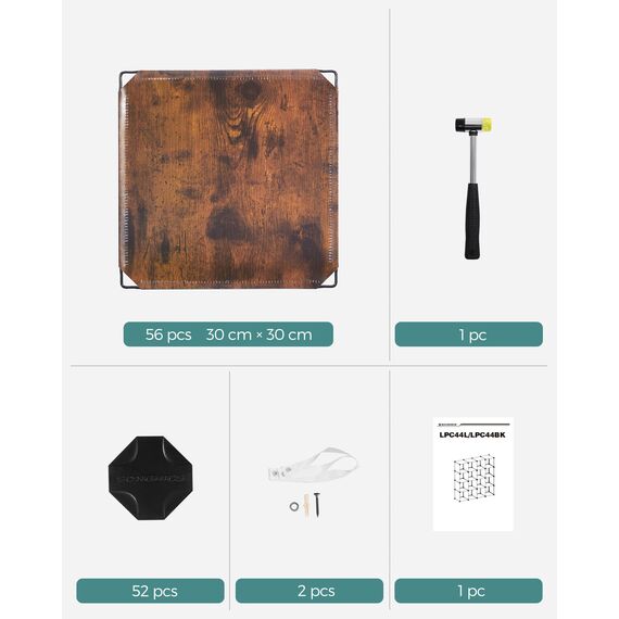 SONGMICS Schuhregal, Regalsystem, Steckregal, Set aus 16 Würfeln, DIY Regal, stapelbar, aus PP-Kunststoff, als Garderobe, für Schlafzimmer, Büro, 31 x 123 x 123 cm, vintagebraun LPC442A01