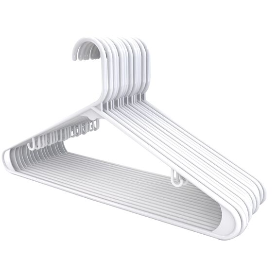 Utopia Home Kunststoff-Kleiderbügel, 20 Stück, Kleiderbügel mit Haken, langlebig und platzsparend, robust, weiß, Rock-Kleiderbügel