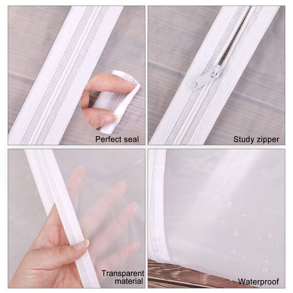 12 Stück Kleiderhüllen mit Reißverschluss, staubdicht, wasserdicht, wasserdicht, staubdicht, transparente Schutzhüllen für Hemden, Anzüge, Mäntel, Clothes, Covers Kleidertasche (weiß)