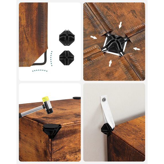 SONGMICS Schuhregal, Regalsystem, Steckregal, Set aus 16 Würfeln, DIY Regal, stapelbar, aus PP-Kunststoff, als Garderobe, für Schlafzimmer, Büro, 31 x 123 x 123 cm, vintagebraun LPC442A01