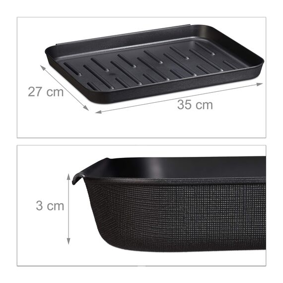 Relaxdays Schuhabtropfschale 3er Set, Schuhwanne aus Kunststoff, für 3 Paar Schuhe, Ablage HxBxT 3 x 35 x 27 cm, schwarz