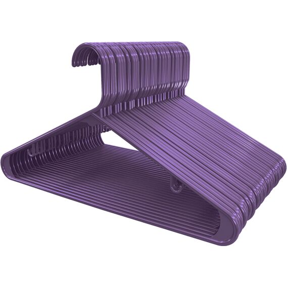 Utopia Home Kunststoff-Kleiderbügel, 50 Stück, Kleiderbügel mit Haken, langlebig und platzsparend, strapazierfähig, violett, Rock-Kleiderbügel