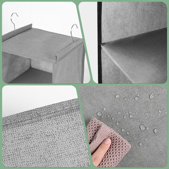 AiQInu Hängeregal Kleiderschrank,Hängeaufbewahrung Schrank Organizer mit 3 Fächern,Faltbar Platzsparend Hängeorganizer Aufbewahrungssystem mit Metallhaken und Bambus-Stock Verstärkt