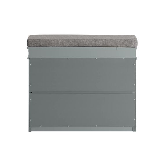 SoBuy Schuhbank mit Sitzkissen und Stauraum Schuhschrank mit Klappe, Schuhregal schmal platzsparende Sitzbank mit Stauraum für Flur, Wohnzimmer, Schlafzimmer, bis 150 kg Hellgrau 60x51x24cm FSR82-K-HG