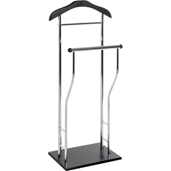 HAKU Herrendiener chrom Schlafzimmer schwarz stiller Diener MDF, Metall - Maße: B 45 x H 110 x T 30 cm, Style: Modern