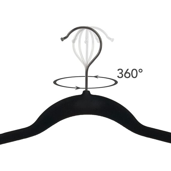 Ediesi, Samt-Kleiderbügel, 50 Stück, schwarz, rutschfest, weich, dünn, für Hose, Hemd, Rock, Anzüge (50 Stück, schwarz ohne Korwatte)